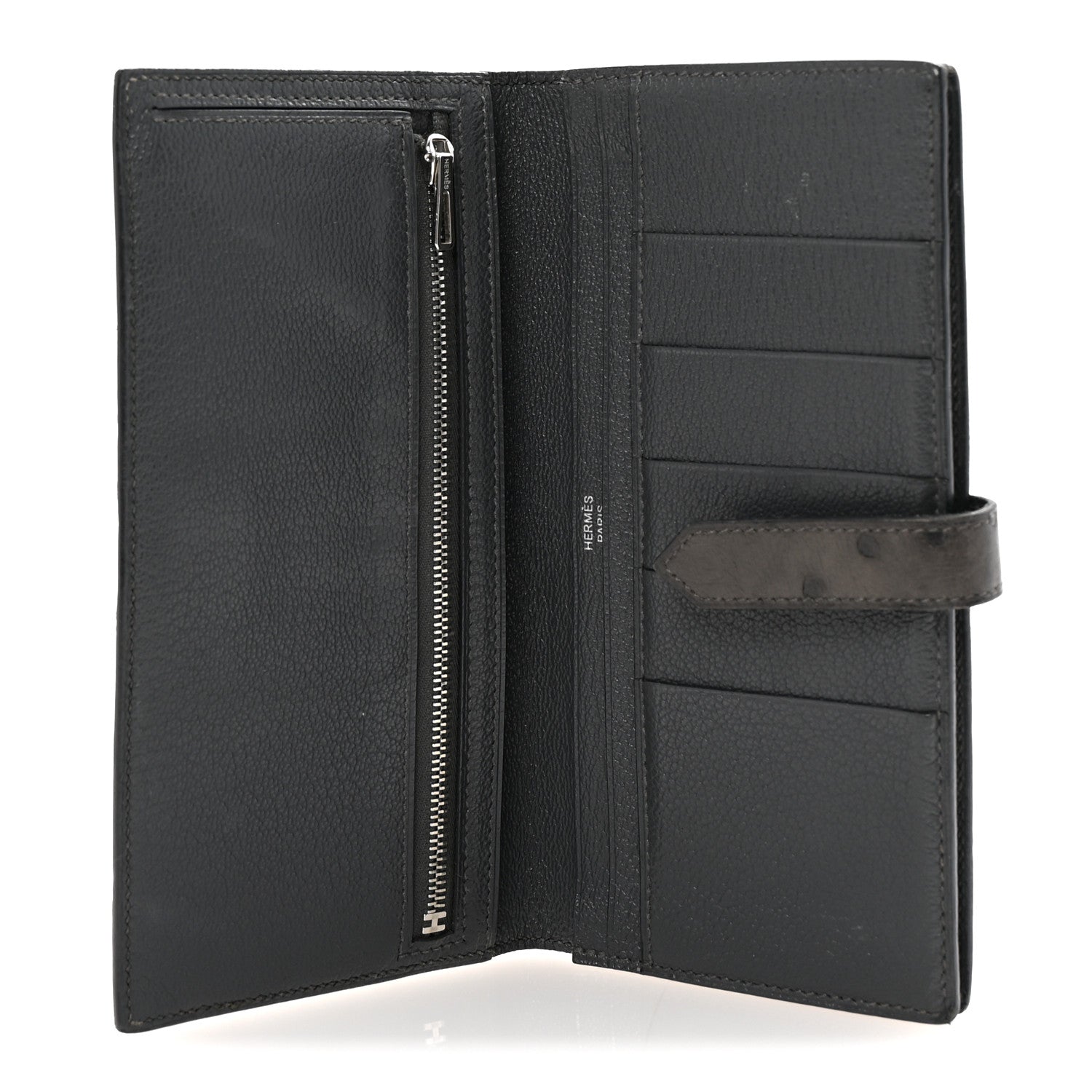 Hermes Ostrich Bearn Wallet Graphite 5 of 7