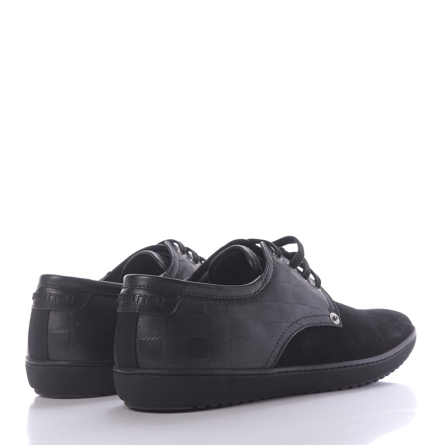 Louis Vuitton Damier Infini Suede Mens Team Derby Sneakers 8 Black 4 of 9