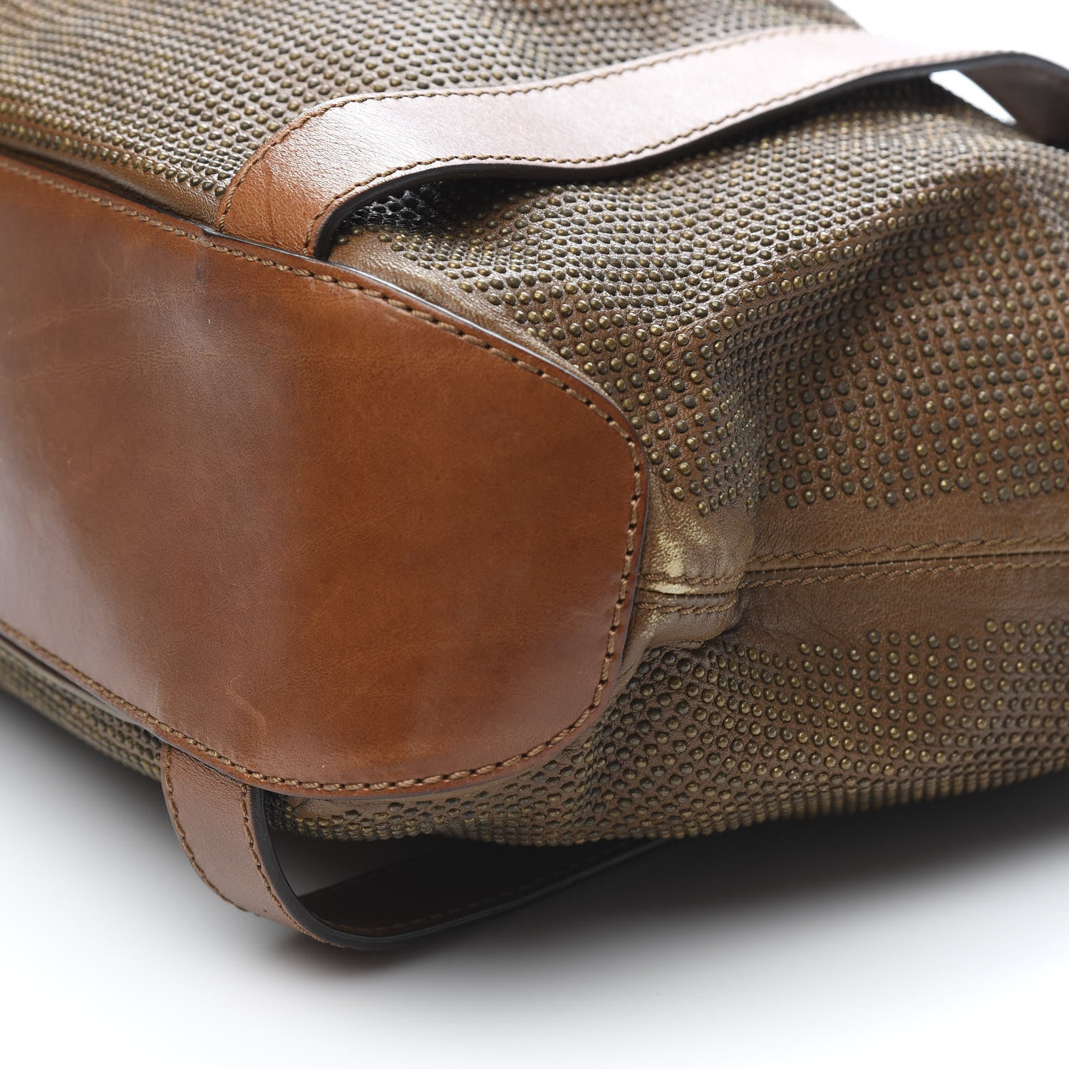 Burberry Calfskin Studded Satchel Brown 11 of 13
