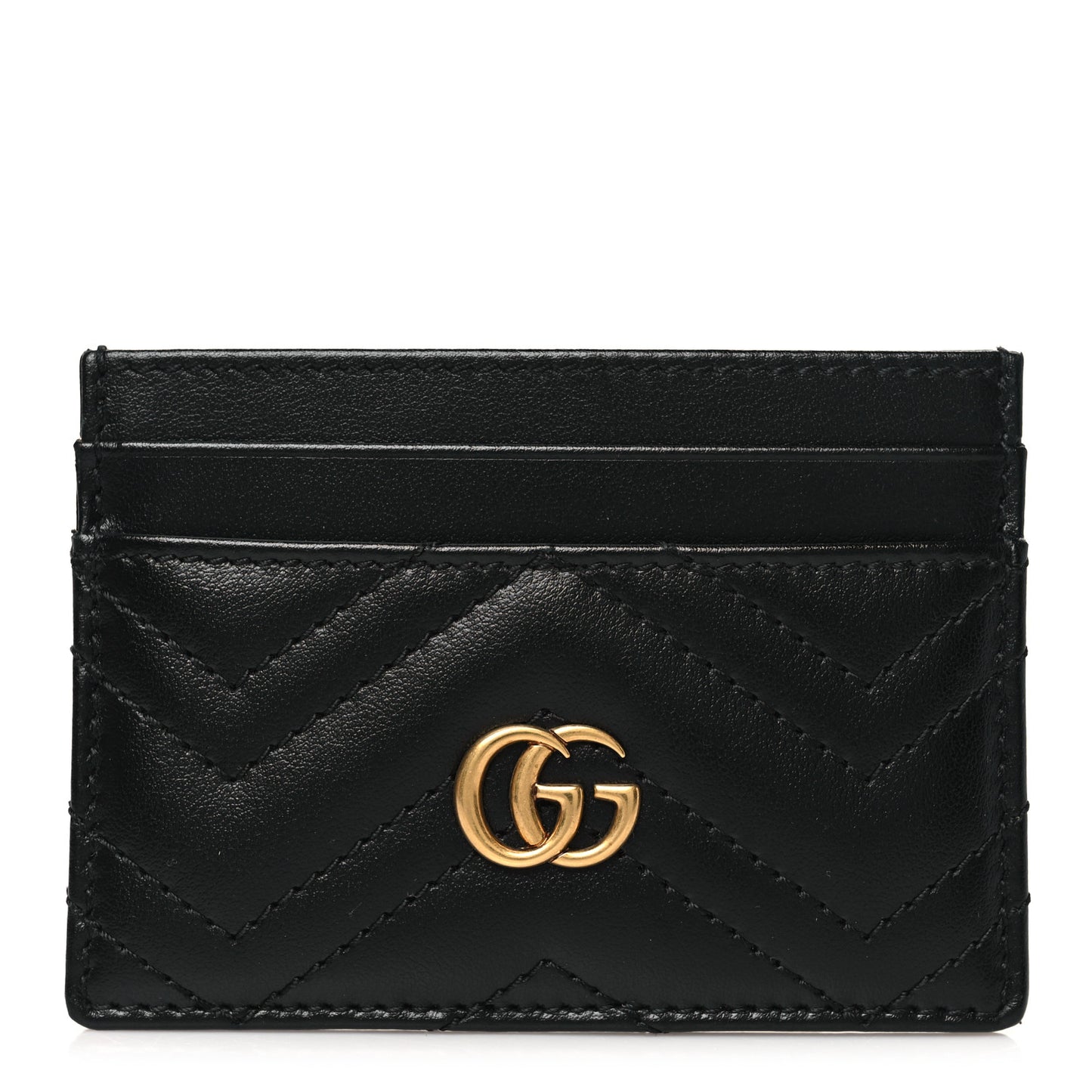 Calfskin Matelasse GG Marmont Card Holder Black