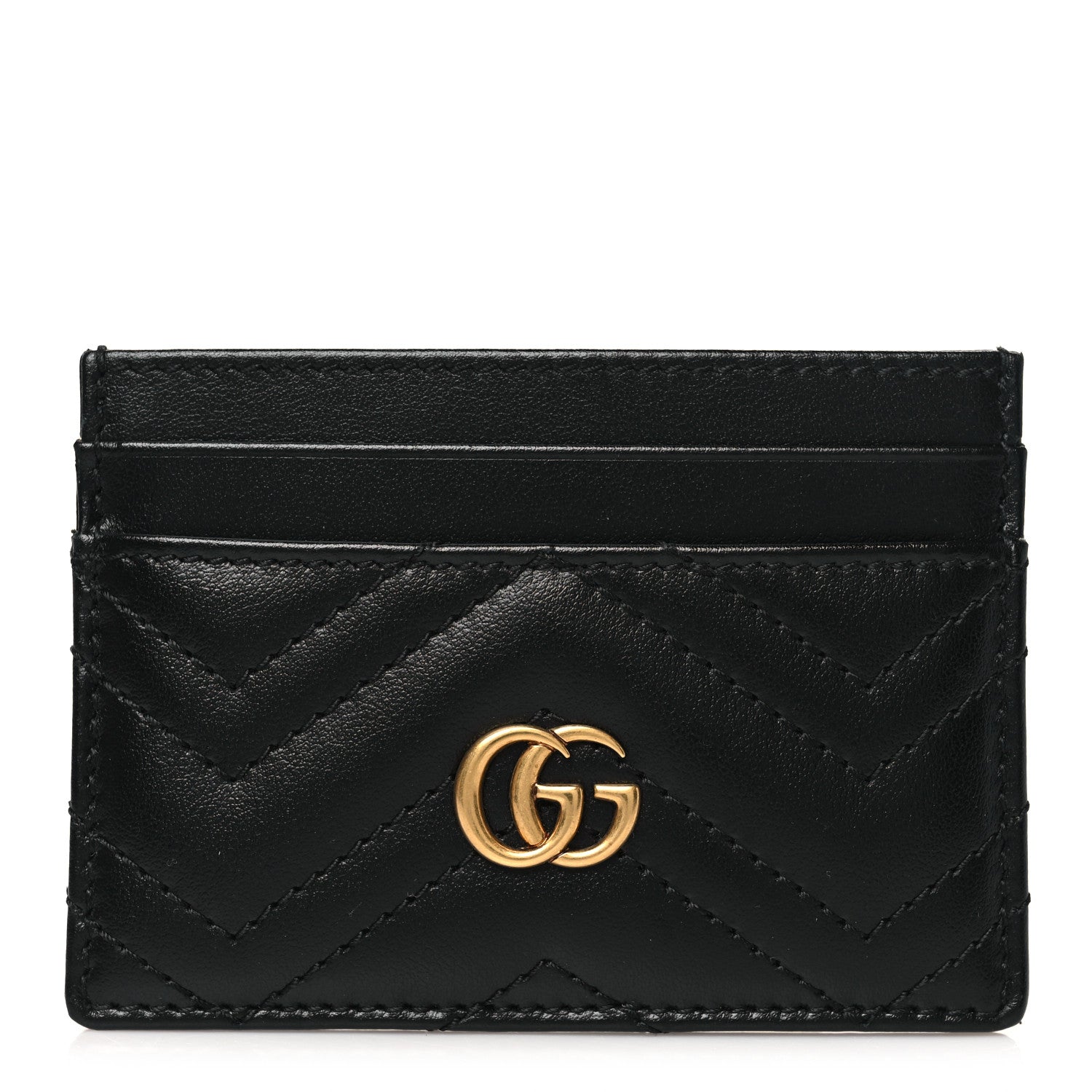 Gucci Calfskin Matelasse GG Marmont Card Holder Black 1 of 8