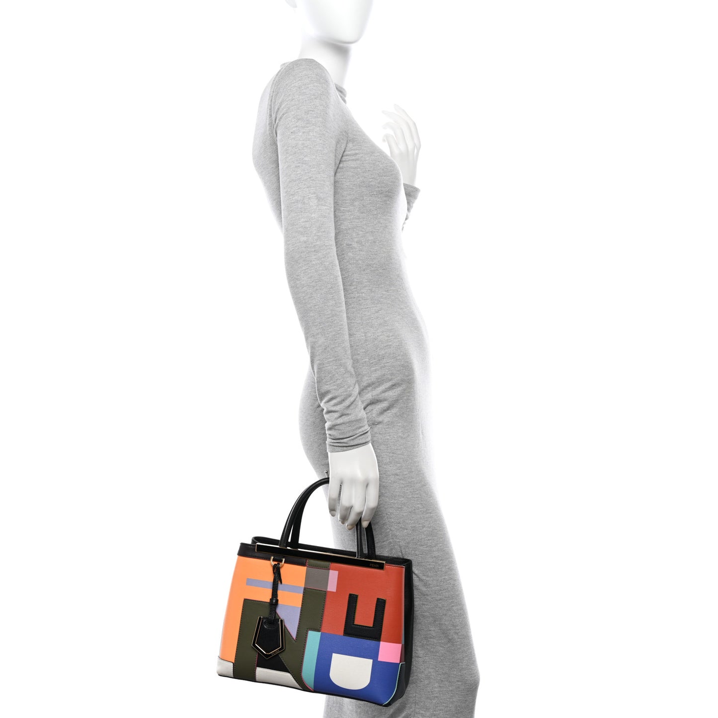 Vitello Elite Geometric Logo Petite 2Jours Tote Multicolor