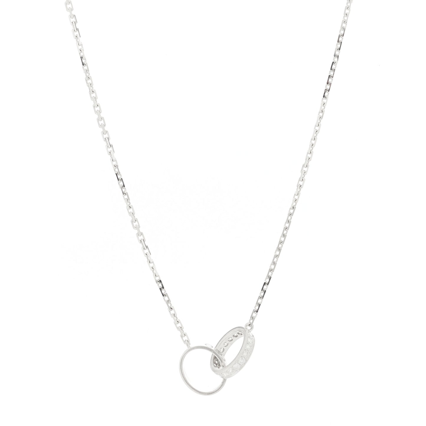 18K White Gold Diamond Interlocking LOVE Necklace