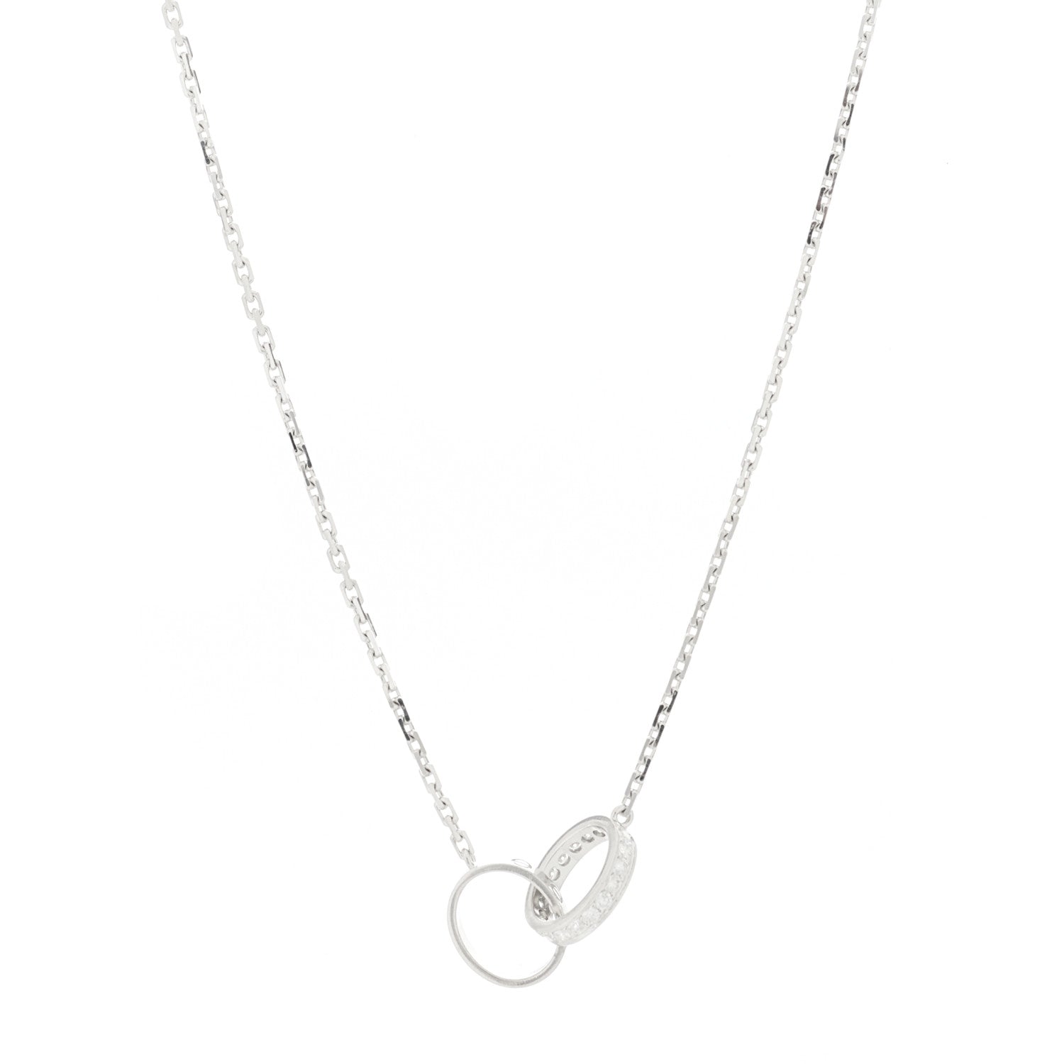 Cartier 18K White Gold Diamond Interlocking LOVE Necklace 1 of 7