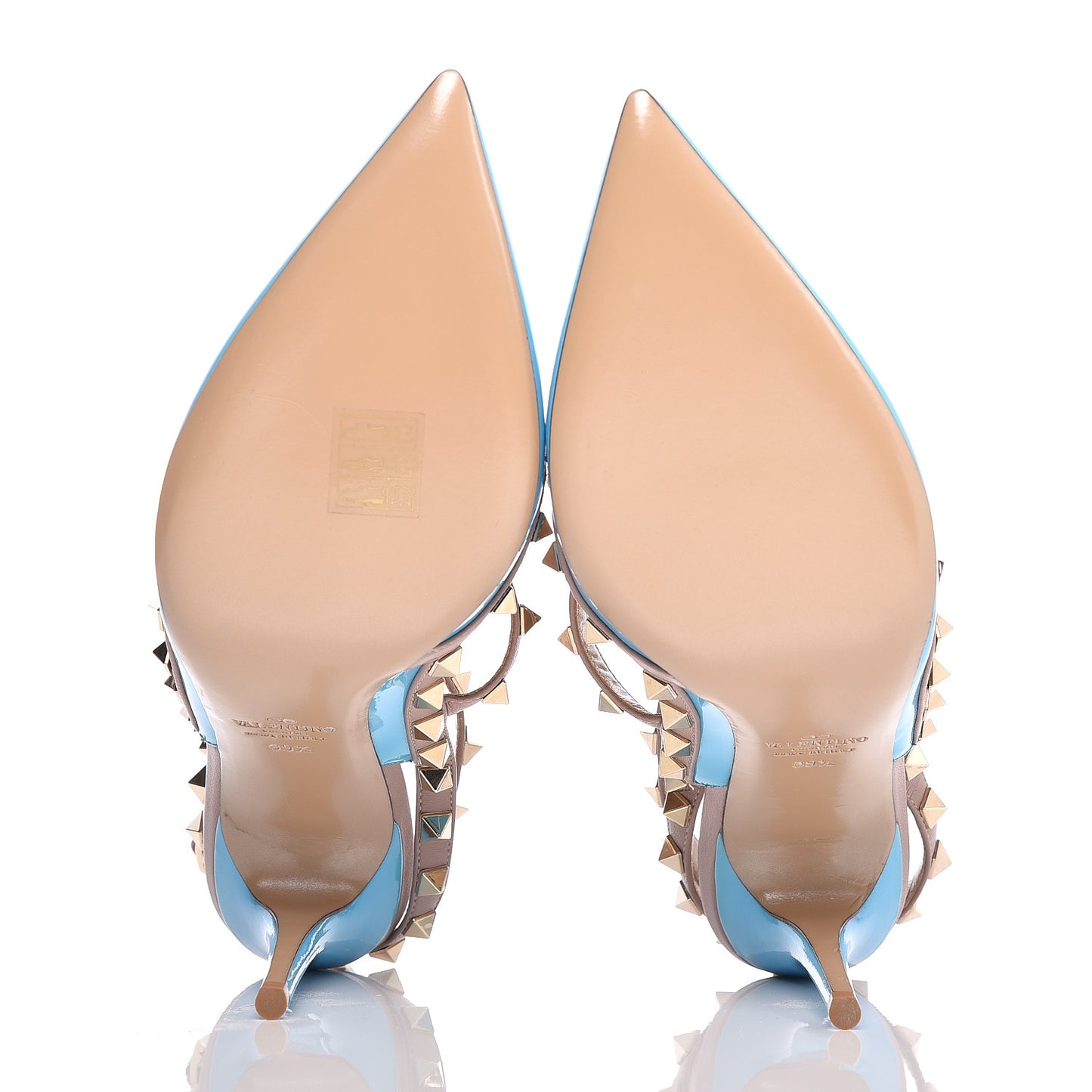 Patent Rockstud Ankle Strap 100mm Pumps 39.5 Parrot Poudre