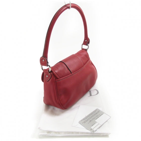 Leather Logo Flap Bag Red