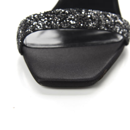 Saint Laurent Glitter Amber 105 Ankle Strap Sandals 39 Black 13 of 14