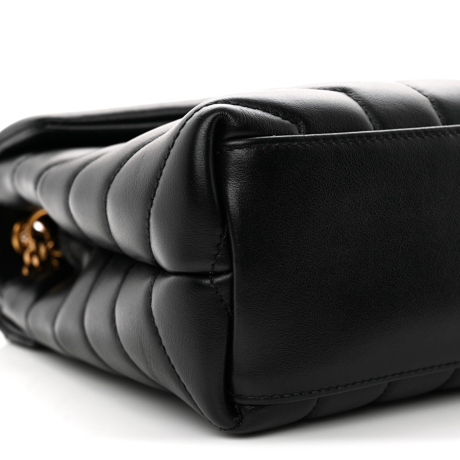 Saint Laurent Calfskin Y Quilted Monogram Small Loulou Chain Satchel Black 9 of 10