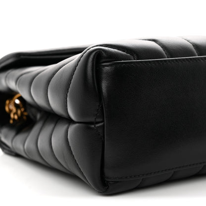Saint Laurent Calfskin Y Quilted Monogram Small Loulou Chain Satchel Black 9 of 10