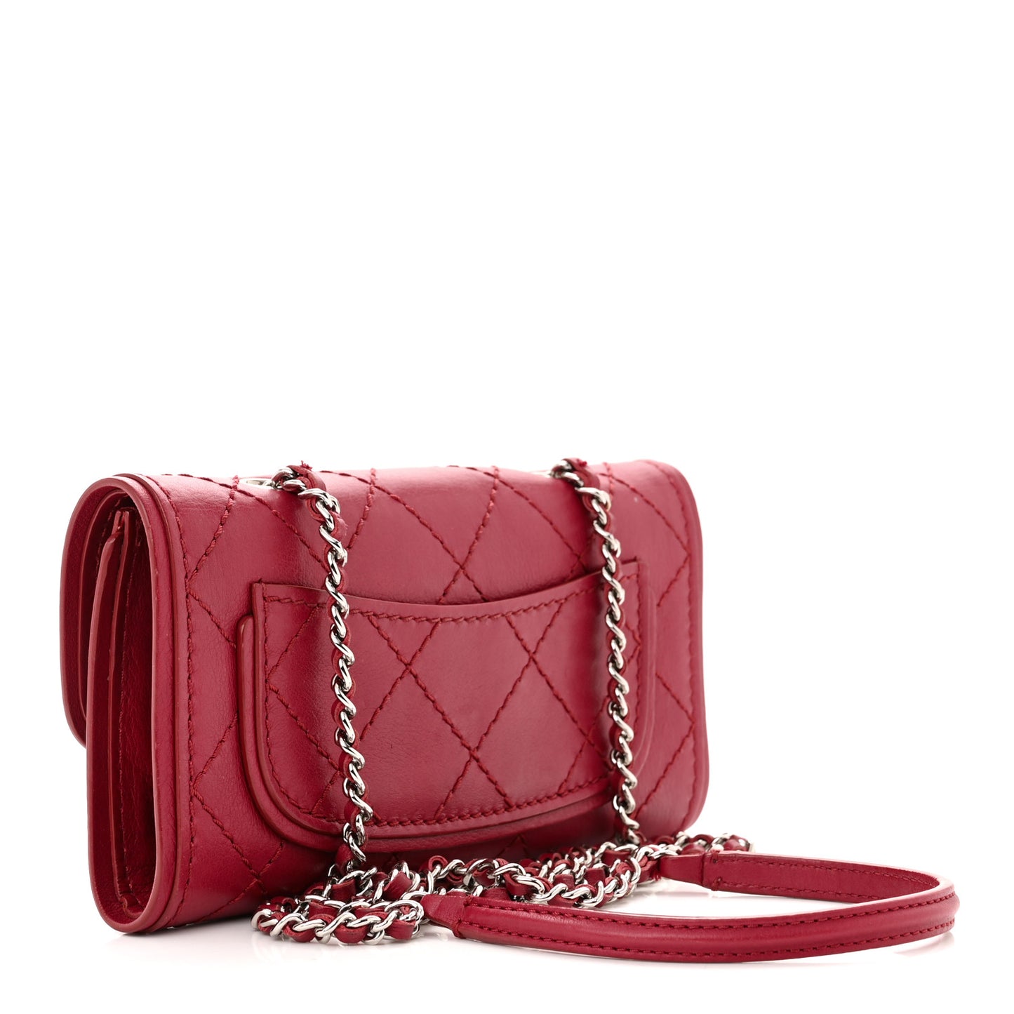 Calfskin Stitched Clutch Flap Red