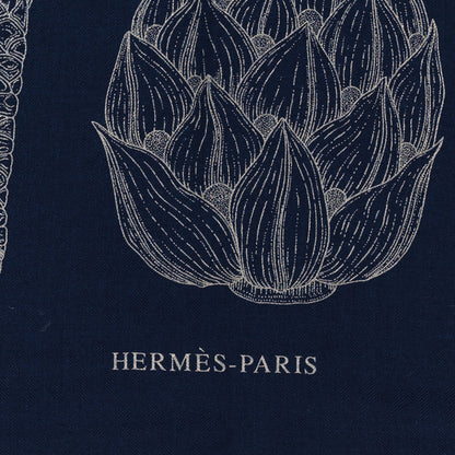 Hermes Cashmere Silk Index Palmarum Finesse Shawl 140 Marine White 2 of 5
