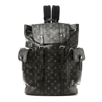 Louis Vuitton Brushed Monogram Eclipse Christopher MM Backpack Black 1 of 9