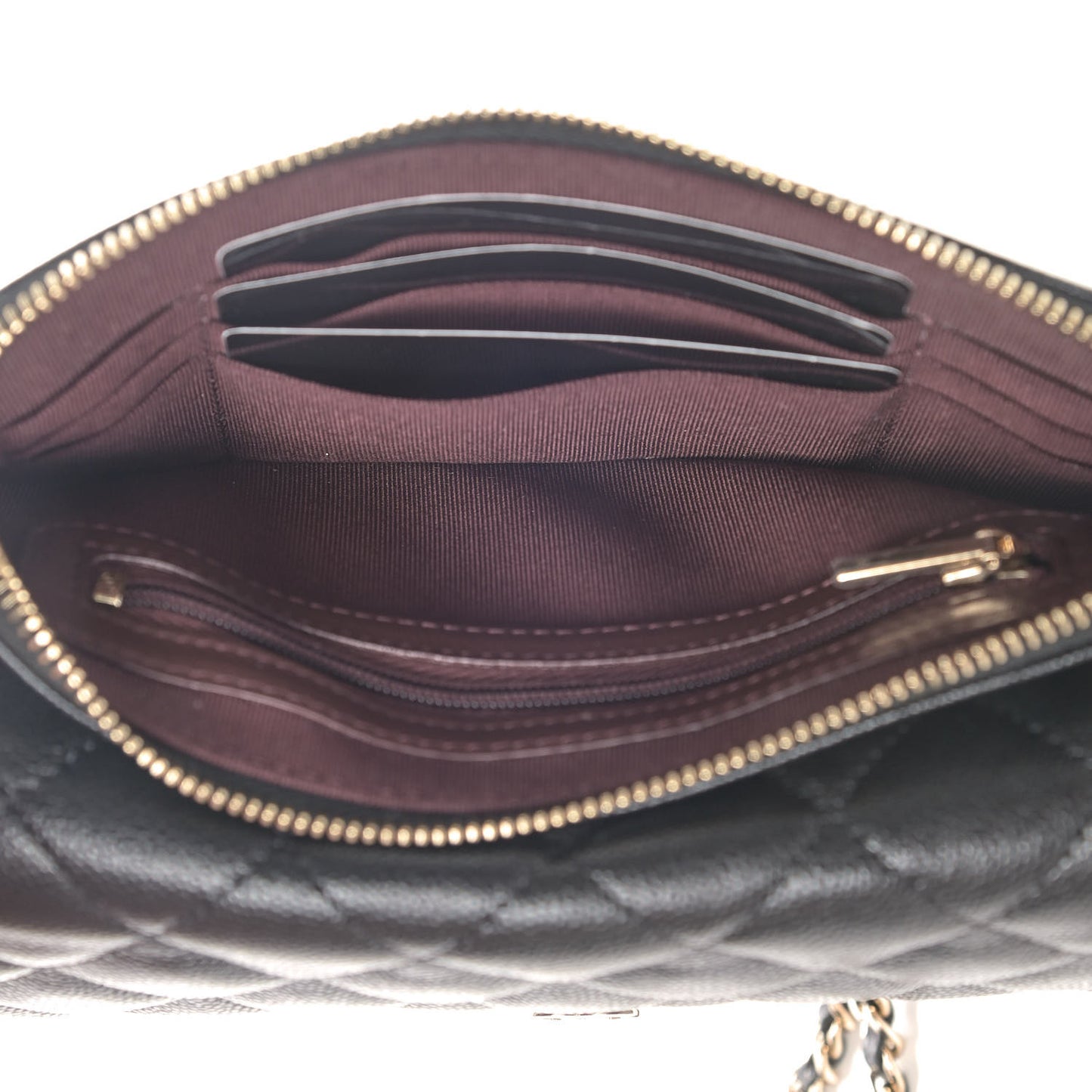 Caviar Quilted Flap Phone Holder With Chain Black