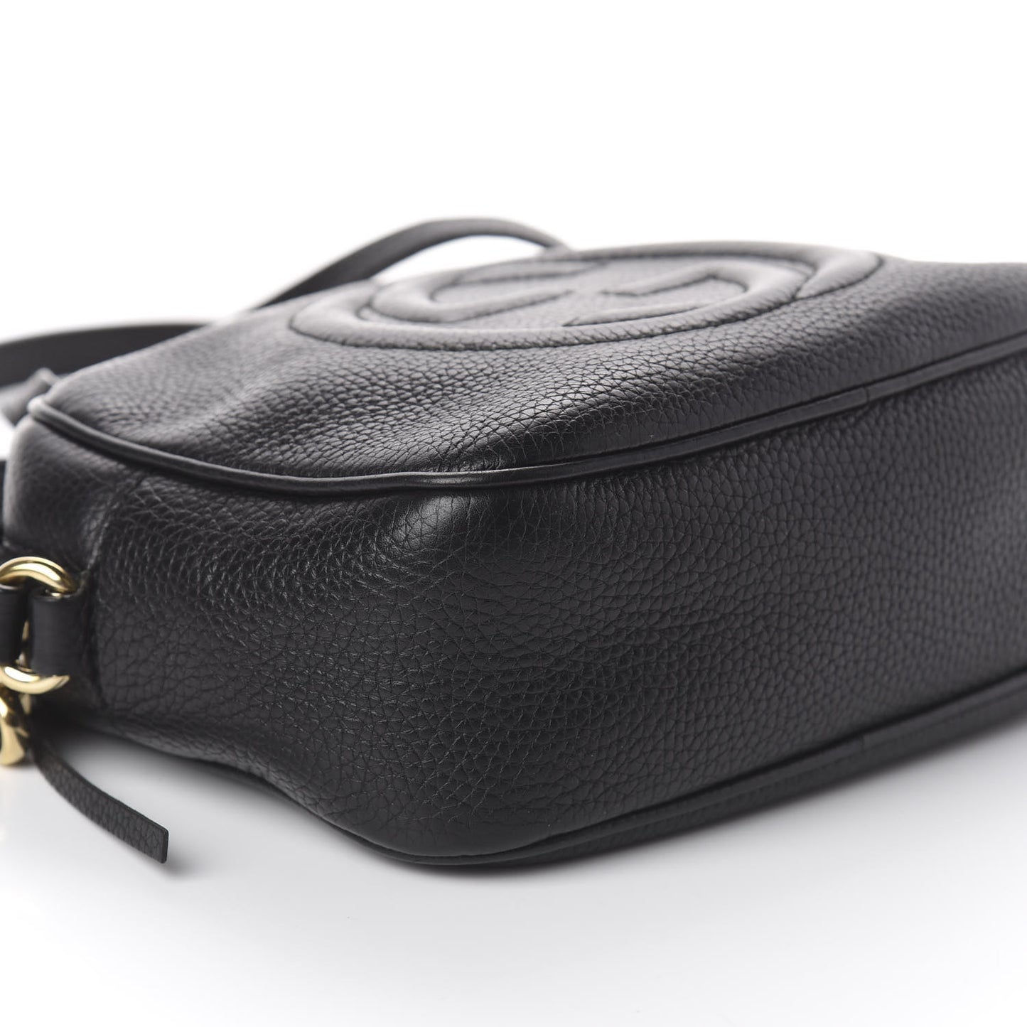 Pebbled Calfskin Small Soho Disco Bag Black