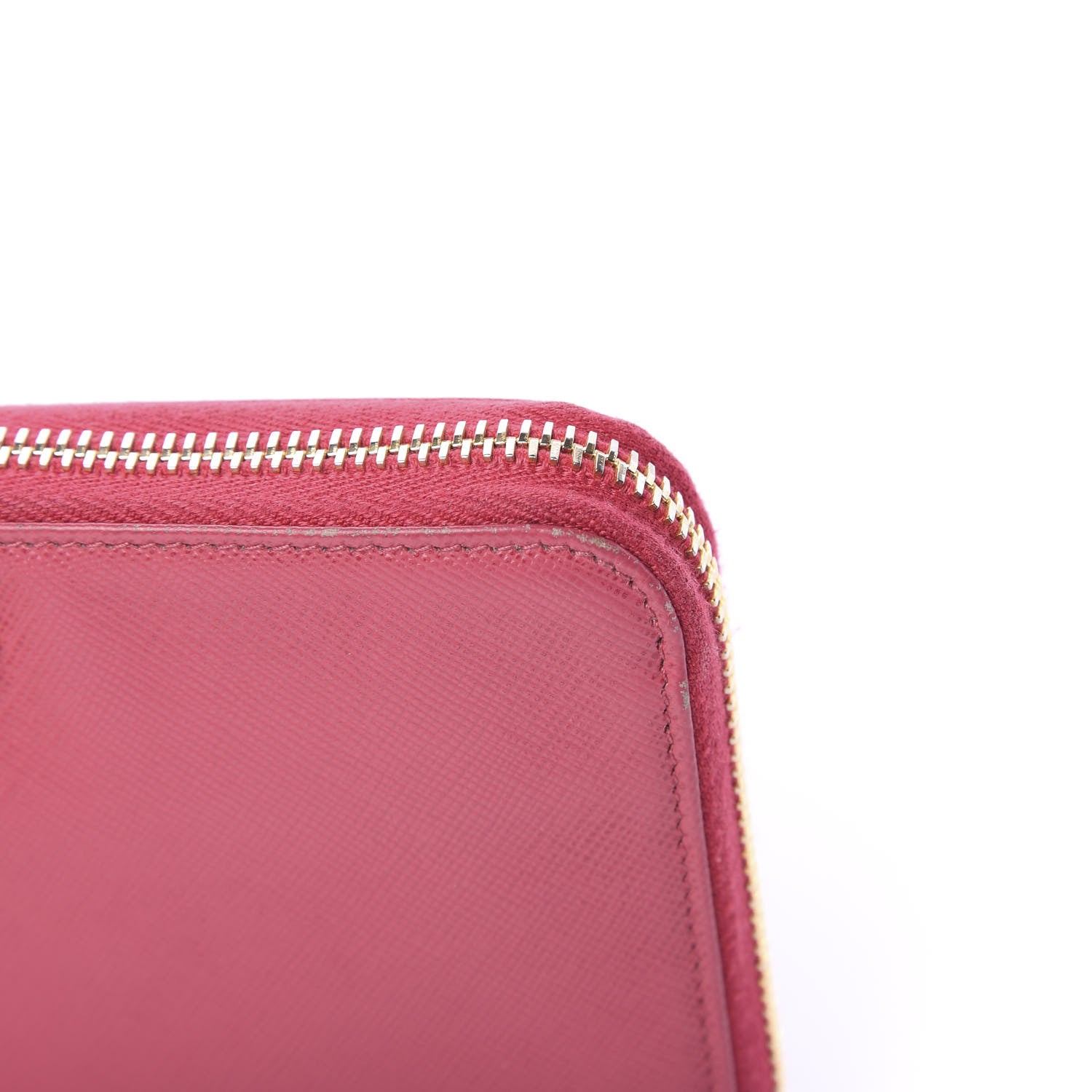 Prada Saffiano Triangle Zip Around Wallet Peonia 10 of 13