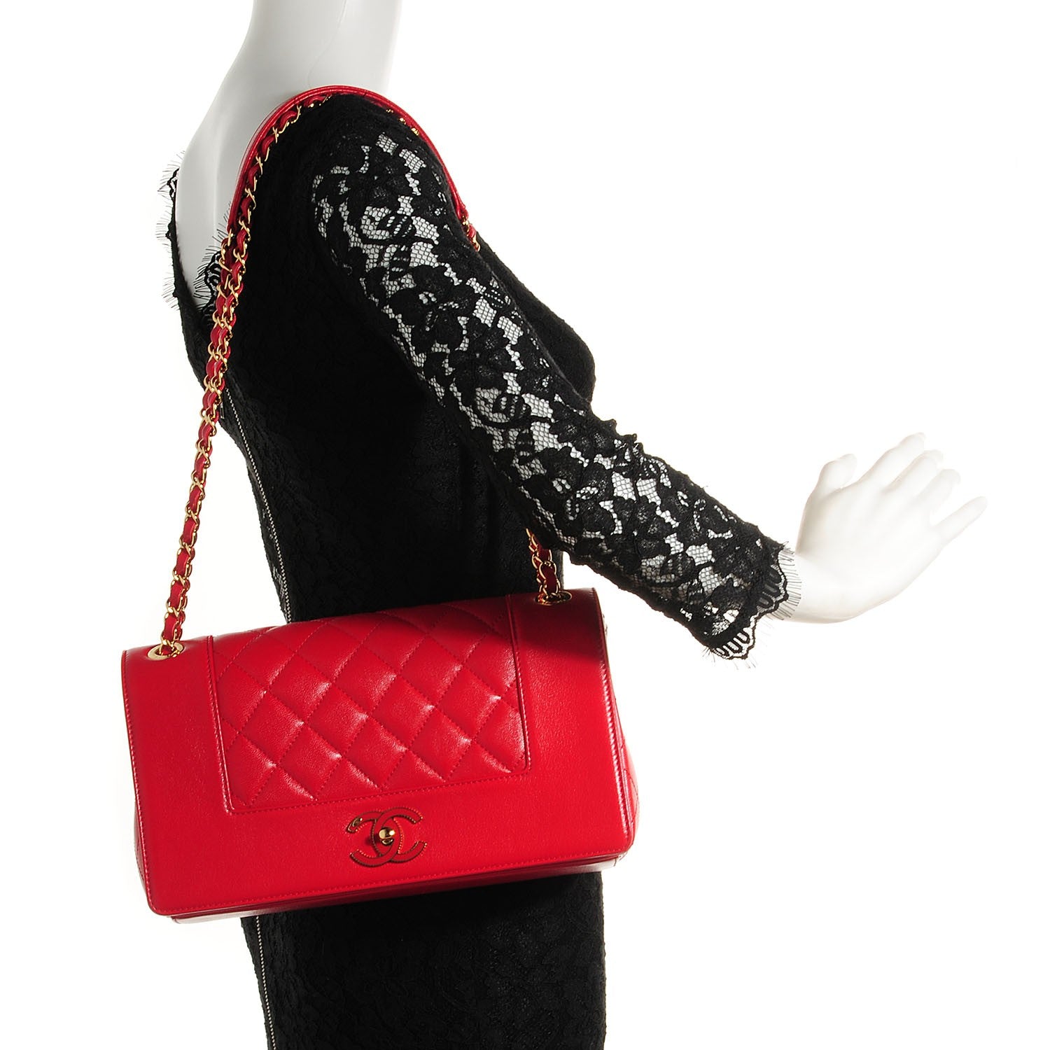 Chanel Sheepskin Quilted Vintage Mademoiselle Flap Red 2 of 9