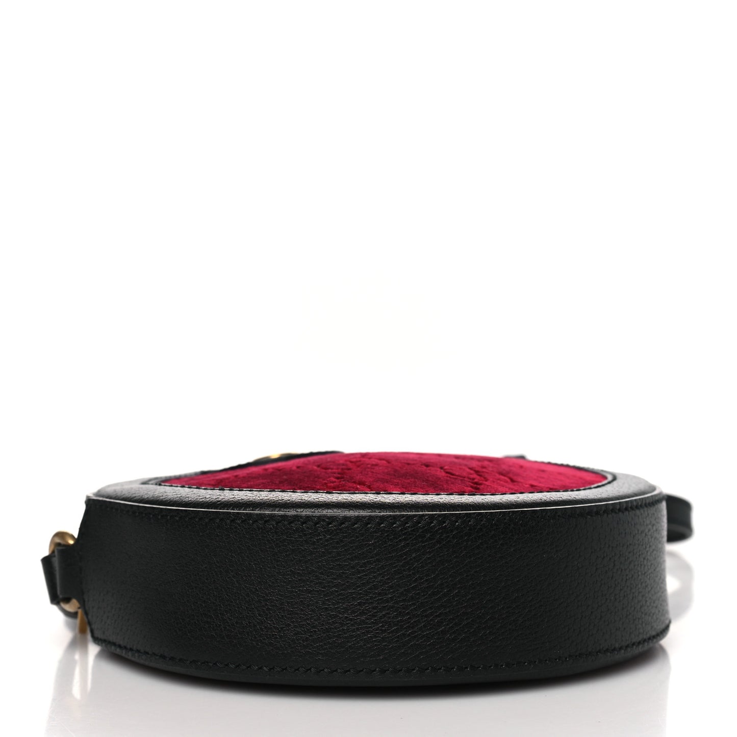Velvet GG Monogram Textured Calfskin Round Shoulder Bag Red Cipria Black