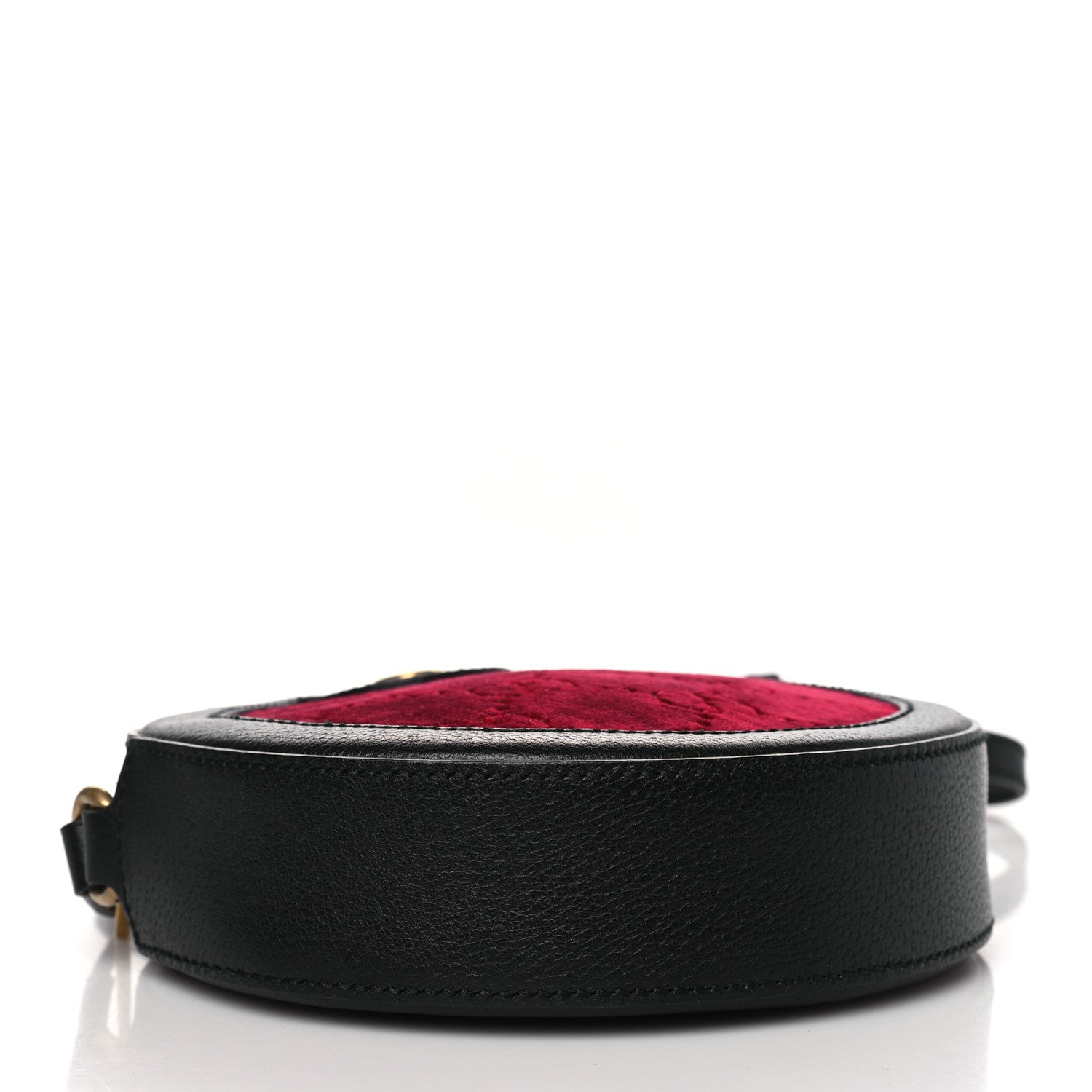 Gucci Velvet GG Monogram Textured Calfskin Round Shoulder Bag Red Cipria Black 4 of 9