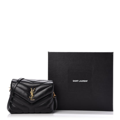 Saint Laurent Calfskin Y Quilted Monogram Toy Loulou Crossbody Bag Black 10 of 10