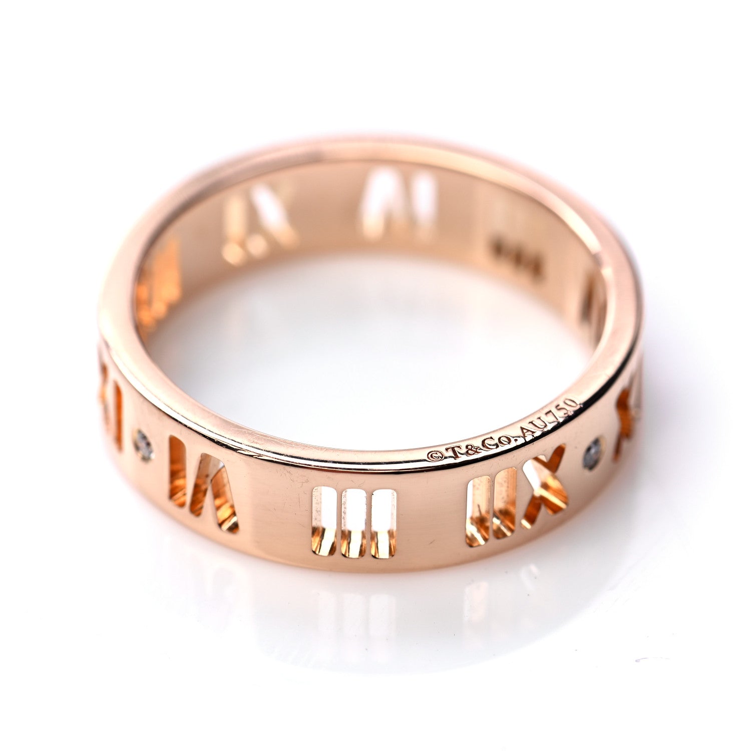 Tiffany 18K Rose Gold Diamond Atlas Pierced Ring 54 7 4 of 5