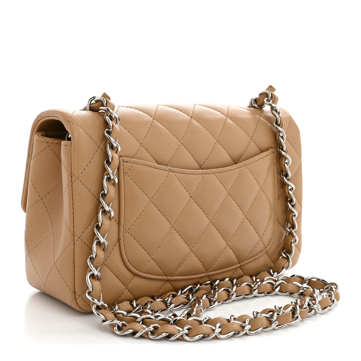 Chanel Lambskin Quilted Mini Rectangular Flap Dark Beige 3 of 13