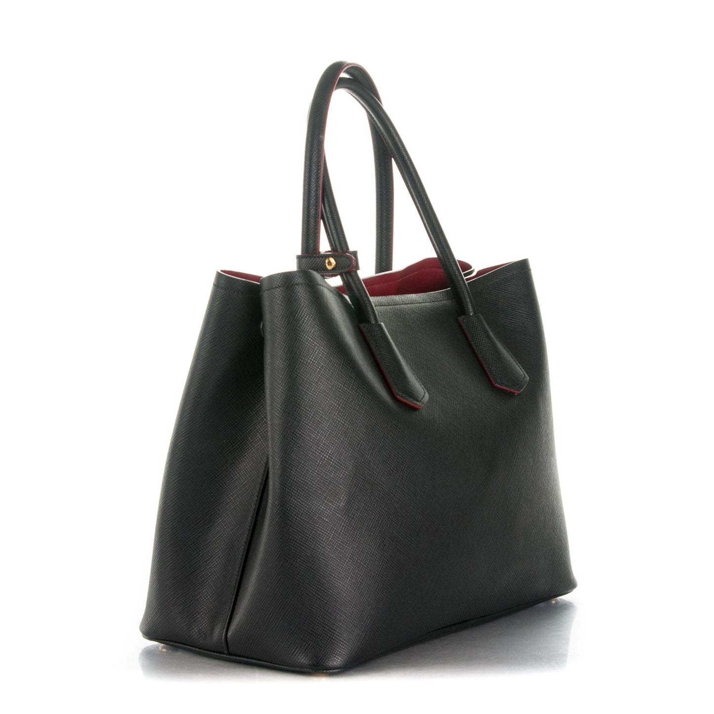 Saffiano Cuir Large Double Bag Nero Black Ciliegia