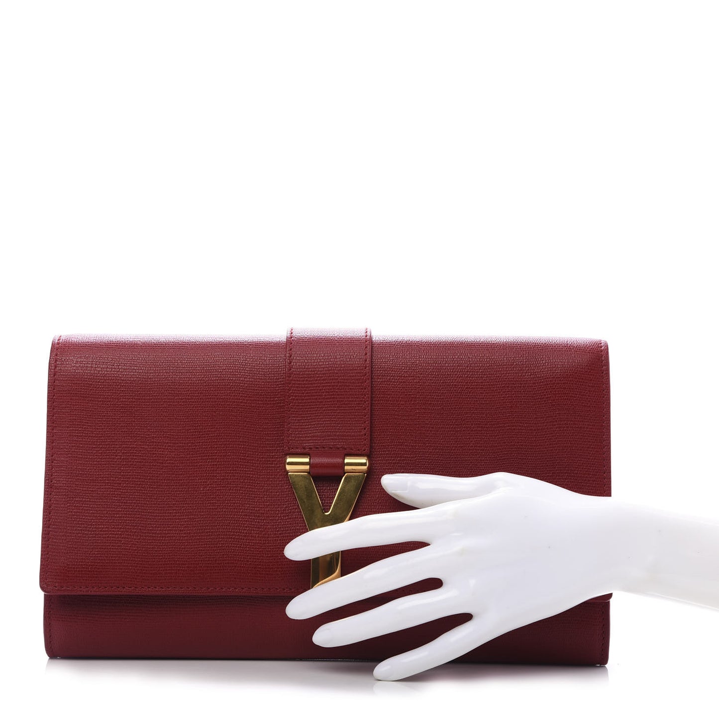 Calfskin Classic Y Ligne Clutch Red