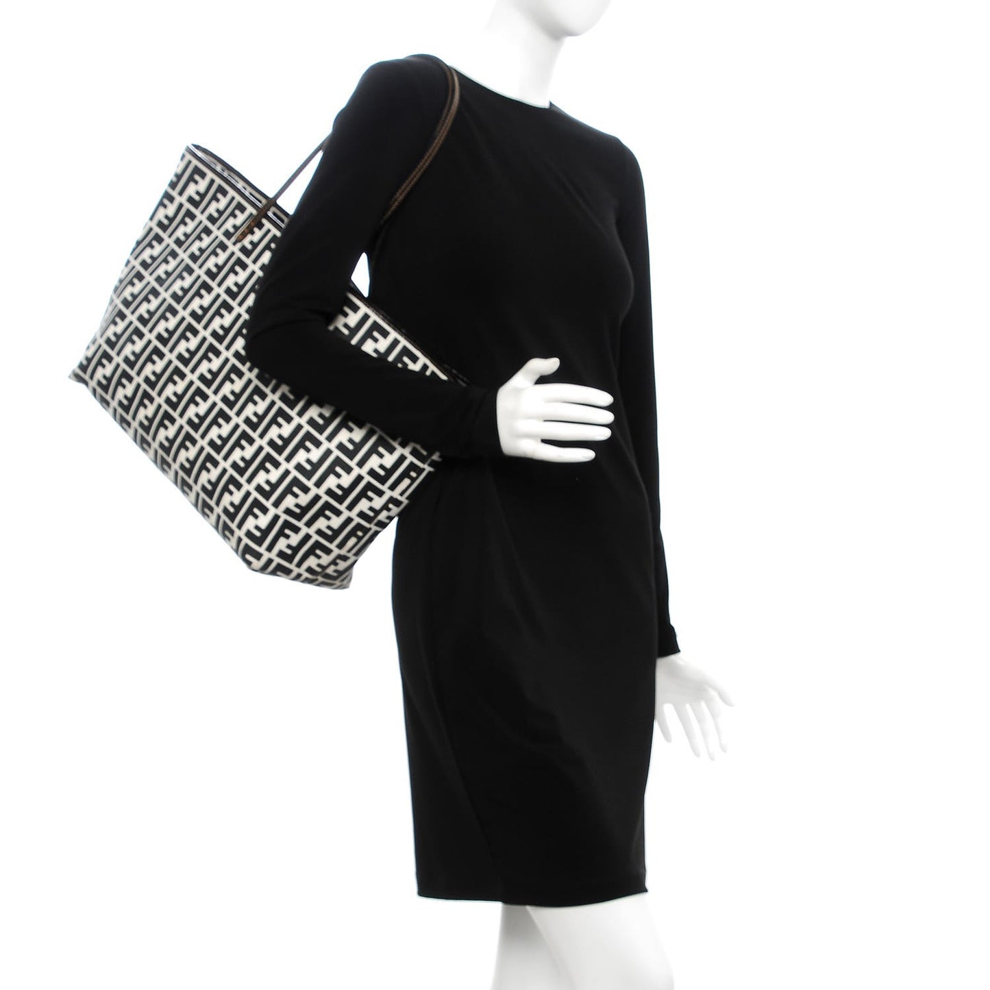 Canvas FF Large Roll Tote Black White
