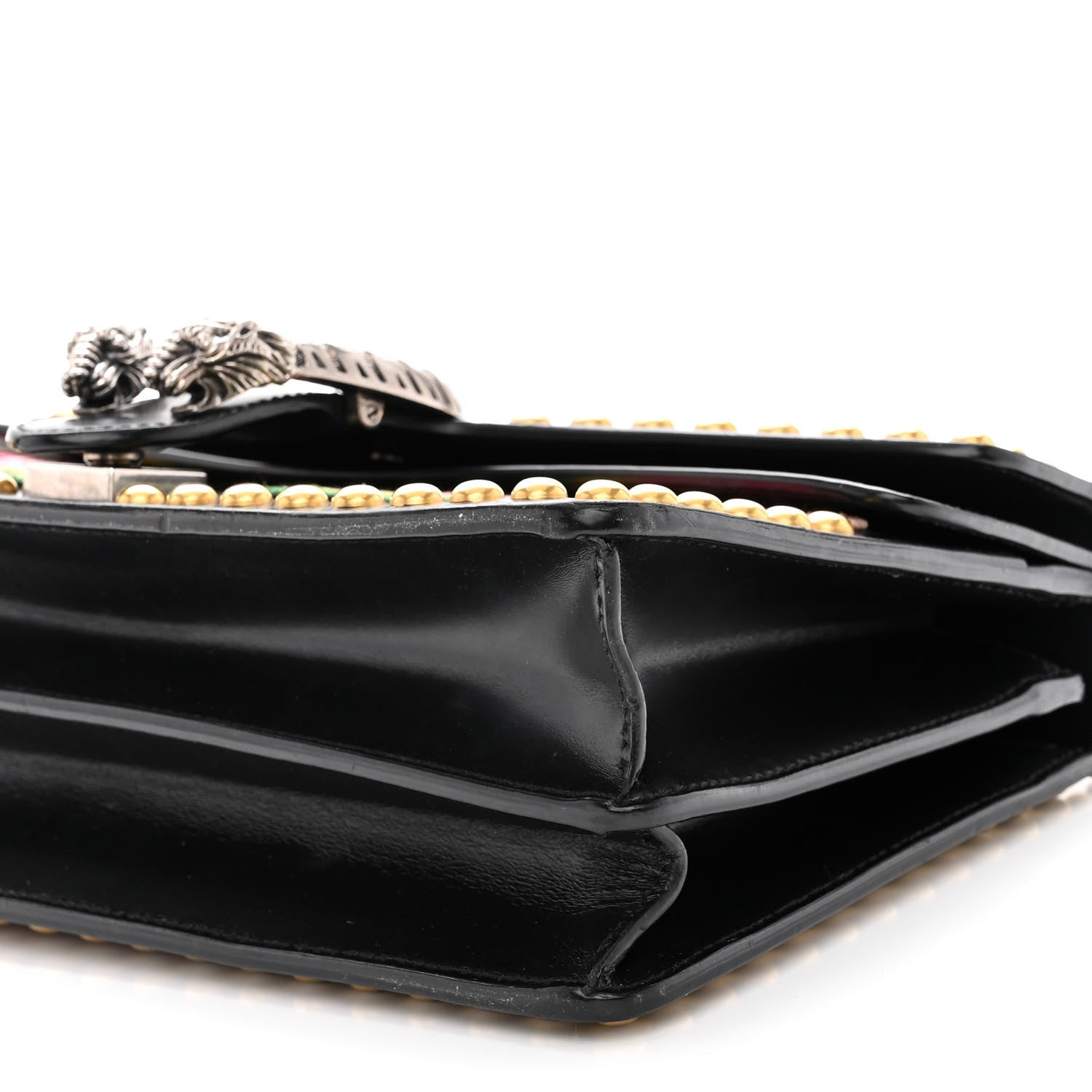 Gucci Calfskin Floral Embroidered Studded Small Dionysus Shoulder Bag Black 10 of 12