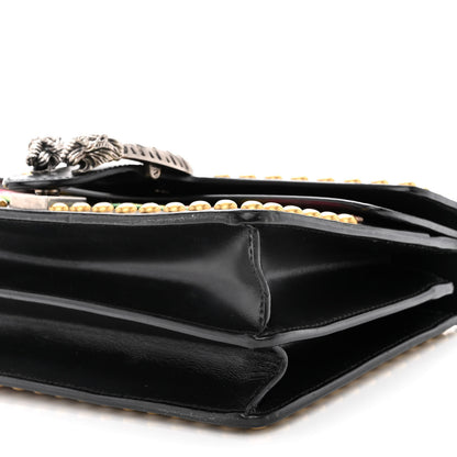 Gucci Calfskin Floral Embroidered Studded Small Dionysus Shoulder Bag Black 10 of 12