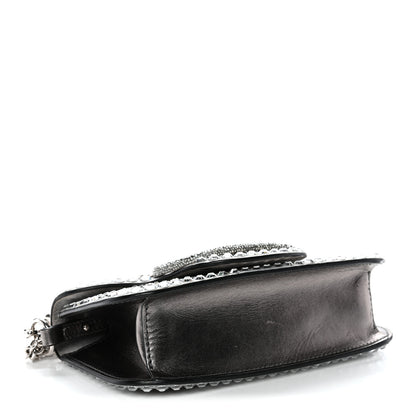 Valentino Garavani Crystal Suede Enamel Vlogo Small Loco Shoulder Bag Silver 4 of 12