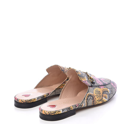 Gucci GG Supreme Monogram Bengal Womens Princetown Slippers 39.5 Beige Crop Pink 4 of 10