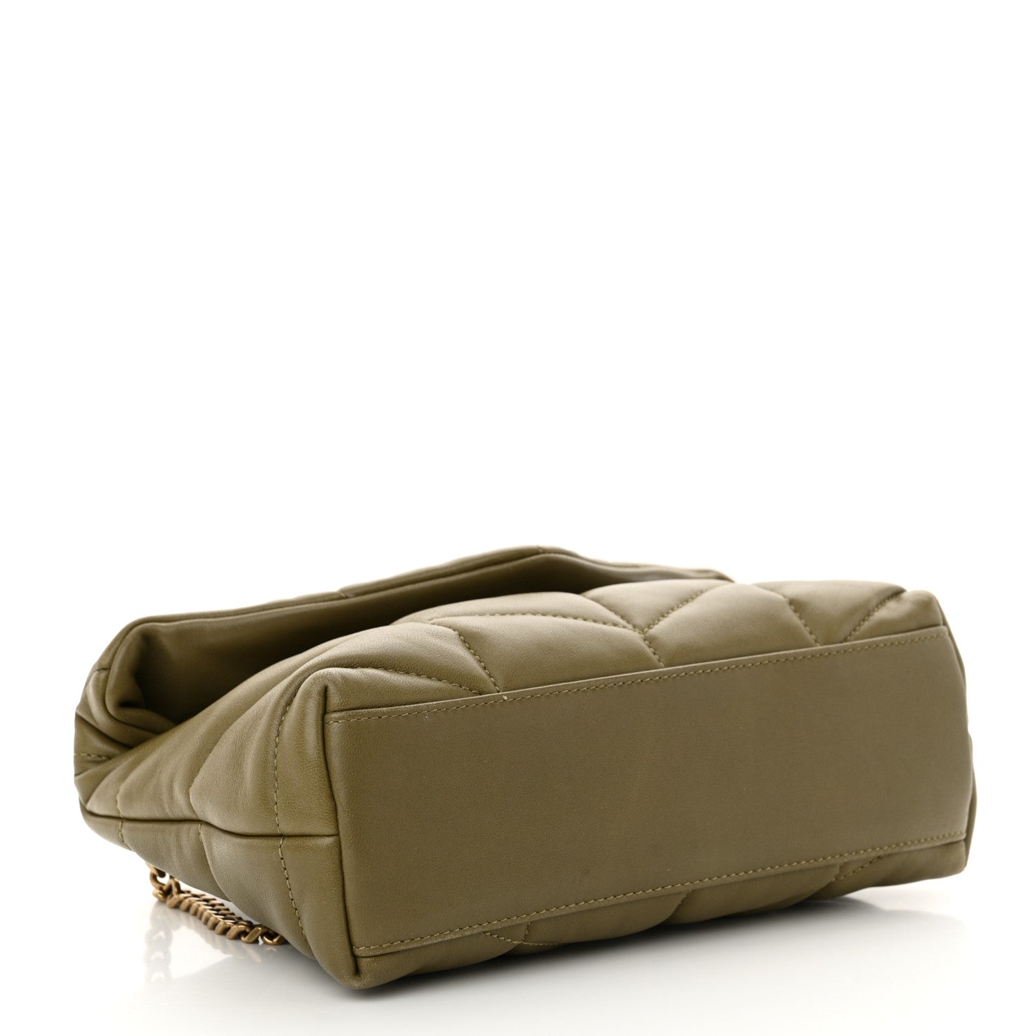 Saint Laurent Lambskin Quilted Toy Loulou Puffer Monogram Chain Satchel Hazel Green 4 of 11