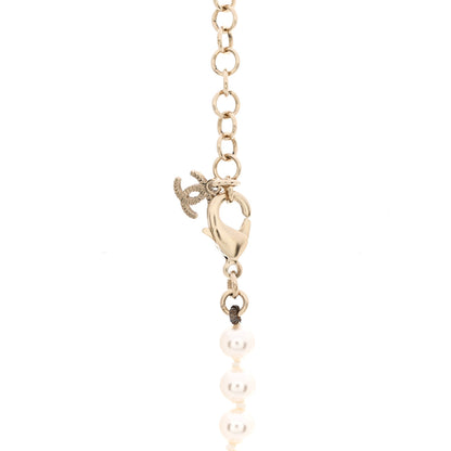 Chanel Pearl Crystal CC Heart Short Necklace Pearly White Gold 5 of 7