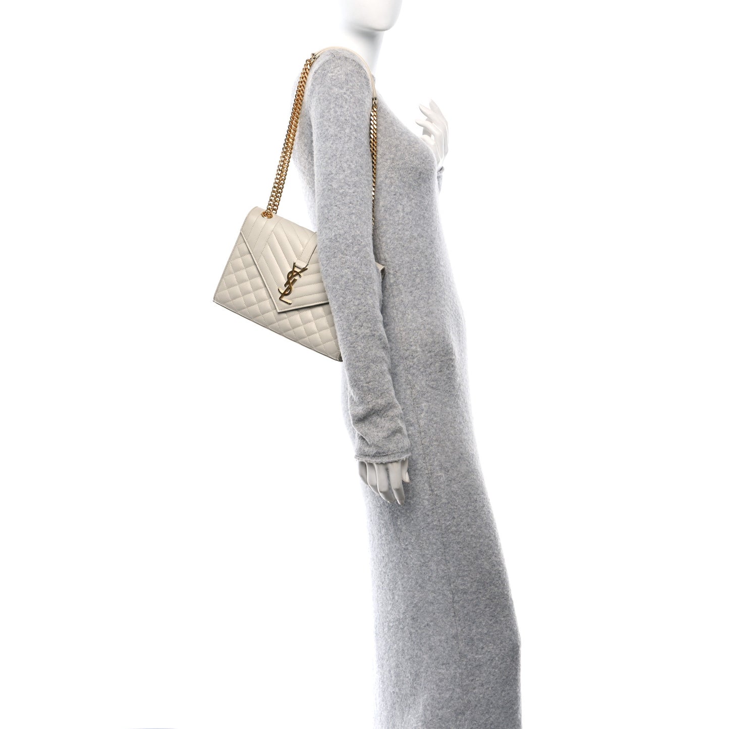 Grain De Poudre Medium Triquilt Monogram Satchel Crema Soft