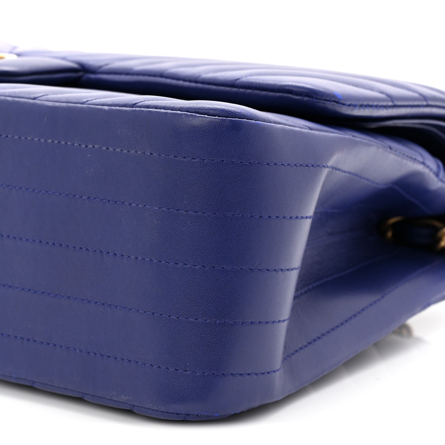 Chanel Lambskin Chevron Quilted Jumbo Double Flap Navy Blue 10 of 11