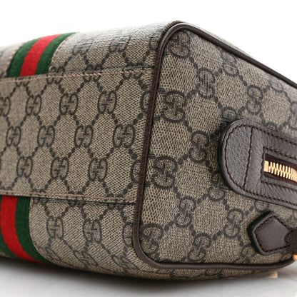 Gucci GG Supreme Monogram Textured Dollar Calfskin Web Mini Ophidia Top Handle Bag Beige Ebony New Acero 10 of 11