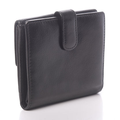 Chanel Glazed Goatskin Camellia Embossed French Flap Wallet Black 3 of 15