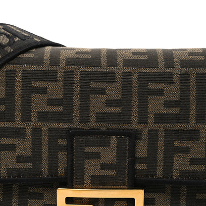 Fendi Fabric Jacquard FF 1974 Medium Baguette Tobacco Moro Black 8 of 11