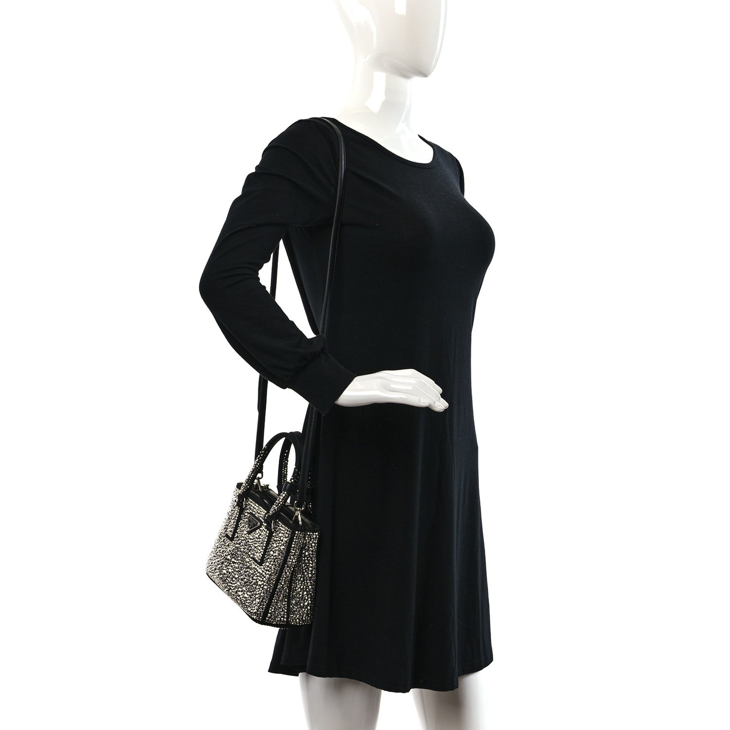 Satin Crystal Mini Galleria Double Zip Tote Metal