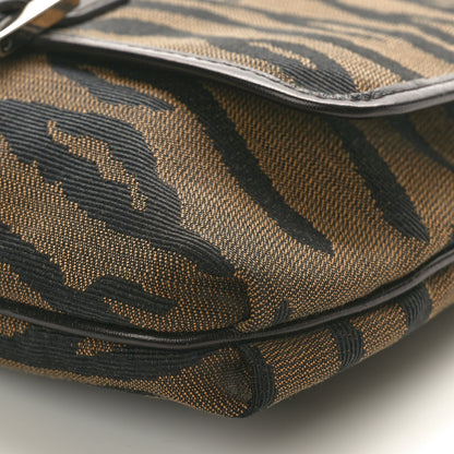 Fendi Zucchino Vitello Zebra Baguette Crossbody Brown 9 of 9
