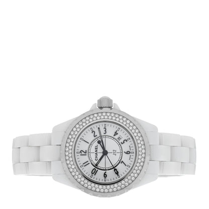 Chanel Stainless Steel Ceramic Diamond Pave Bezel 33mm J12 Quartz Watch White 2 of 5