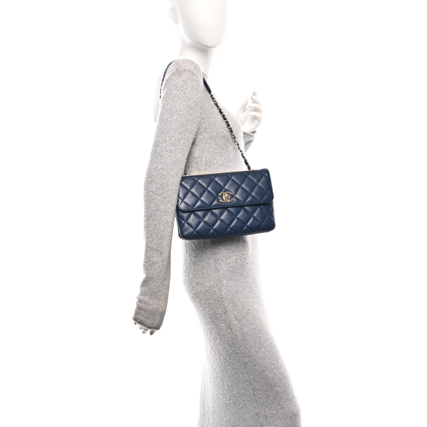 Chanel Lambskin Quilted Medium Trendy CC Flap Navy Blue 2 of 10