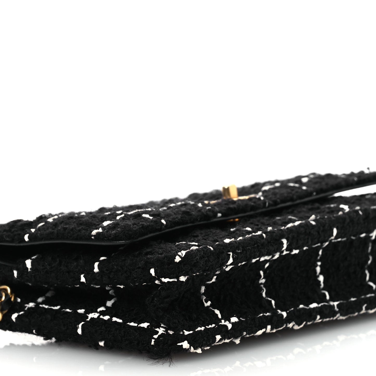 Tweed Quilted CC Pearl Crush Wallet On Chain WOC Black