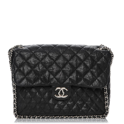 Chanel Washed Lambskin Quilted Maxi Chain Around Flap Black 1 of 7