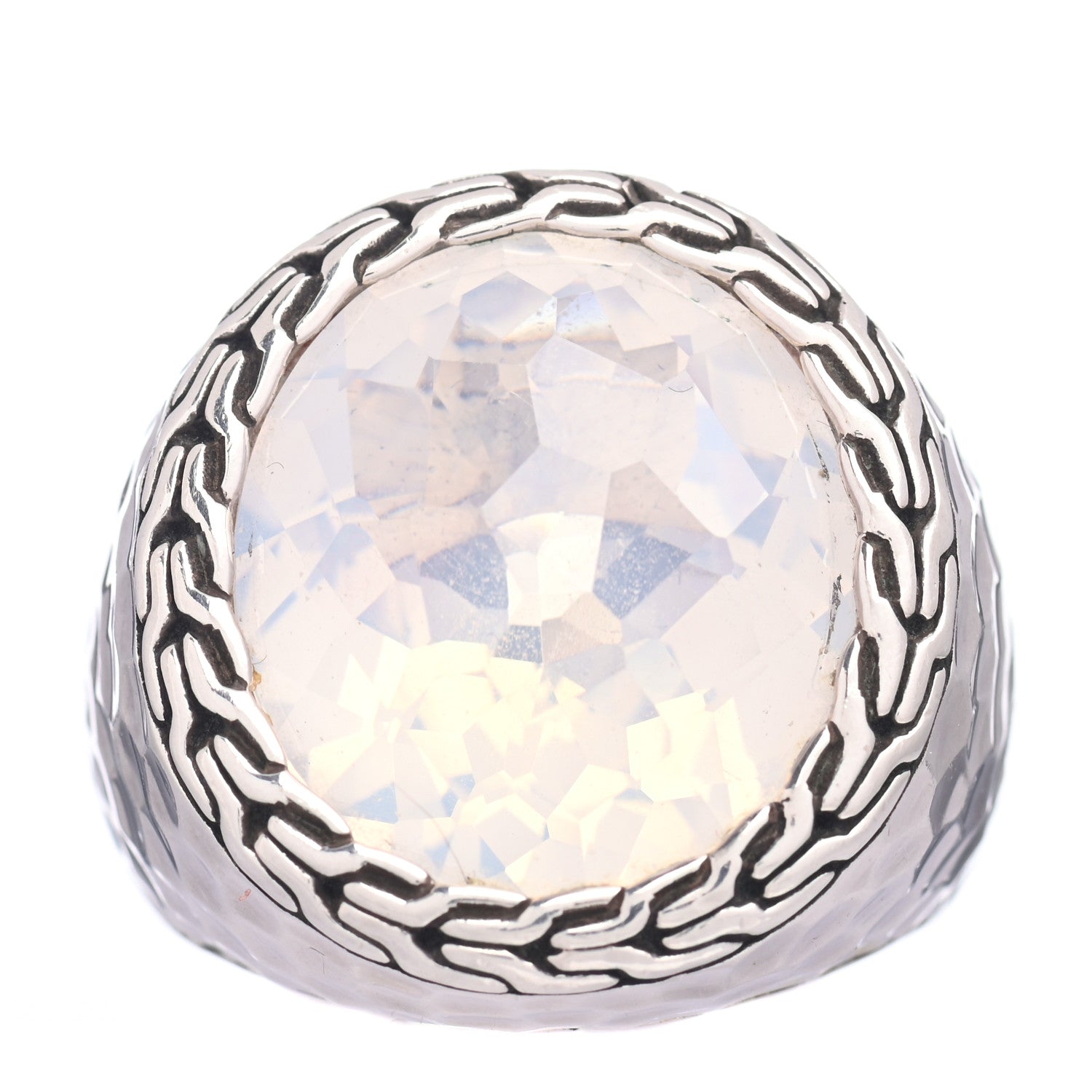 John Hardy Sterling Silver Moon Quartz Bamboo Dome Ring 54 7 1 of 5