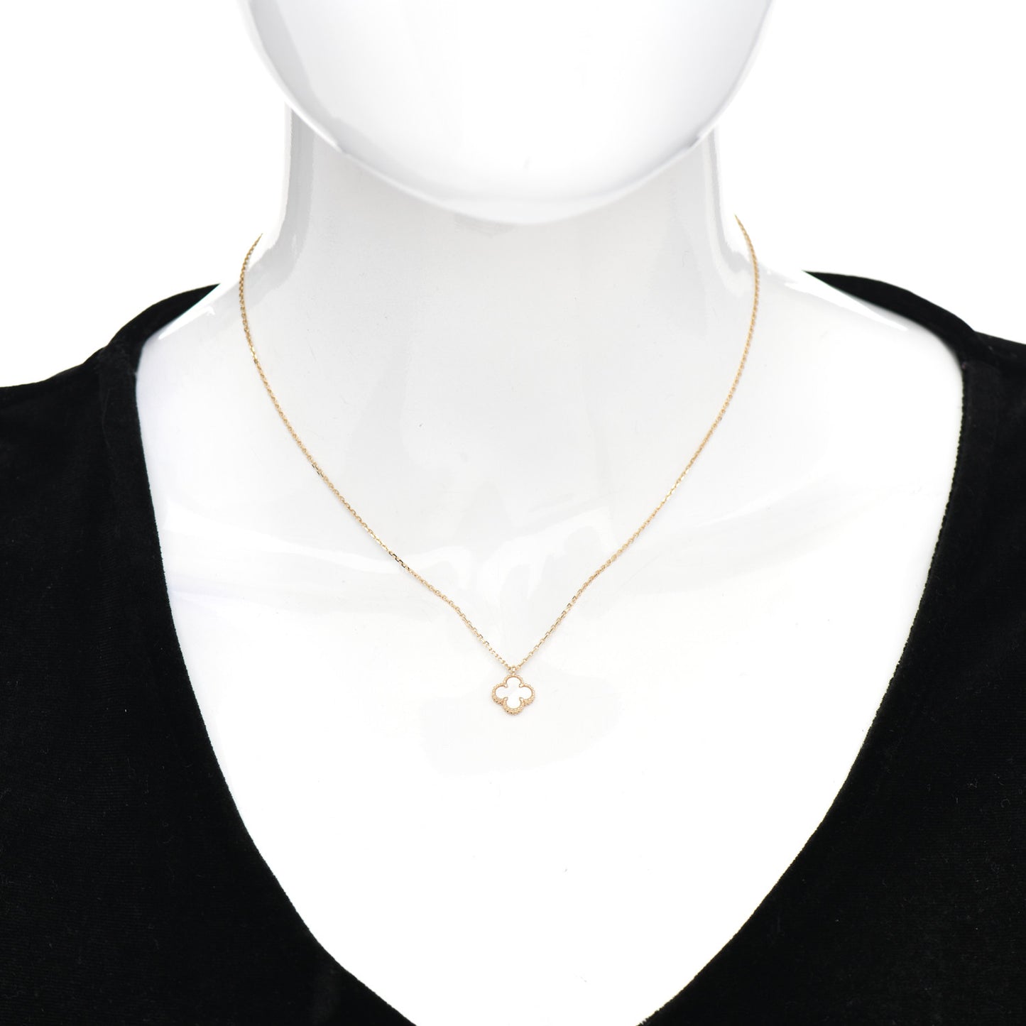 18K Yellow Gold Mother of Pearl Sweet Alhambra Pendant Necklace