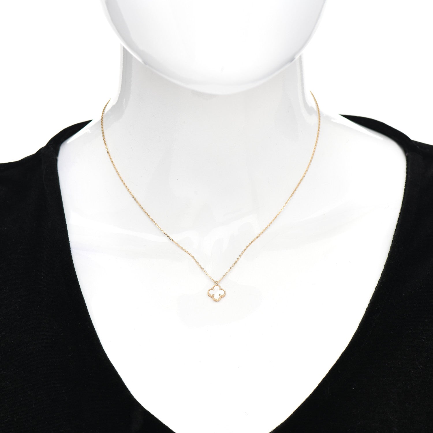Van Cleef & Arpels 18K Yellow Gold Mother of Pearl Sweet Alhambra Pendant Necklace 2 of 5