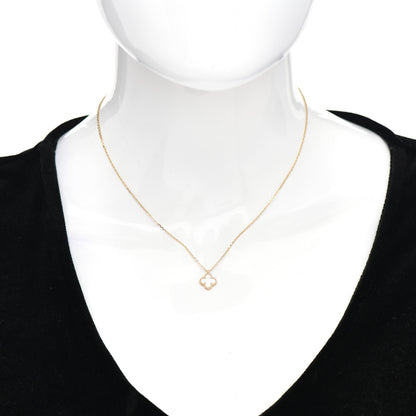 Van Cleef & Arpels 18K Yellow Gold Mother of Pearl Sweet Alhambra Pendant Necklace 2 of 5