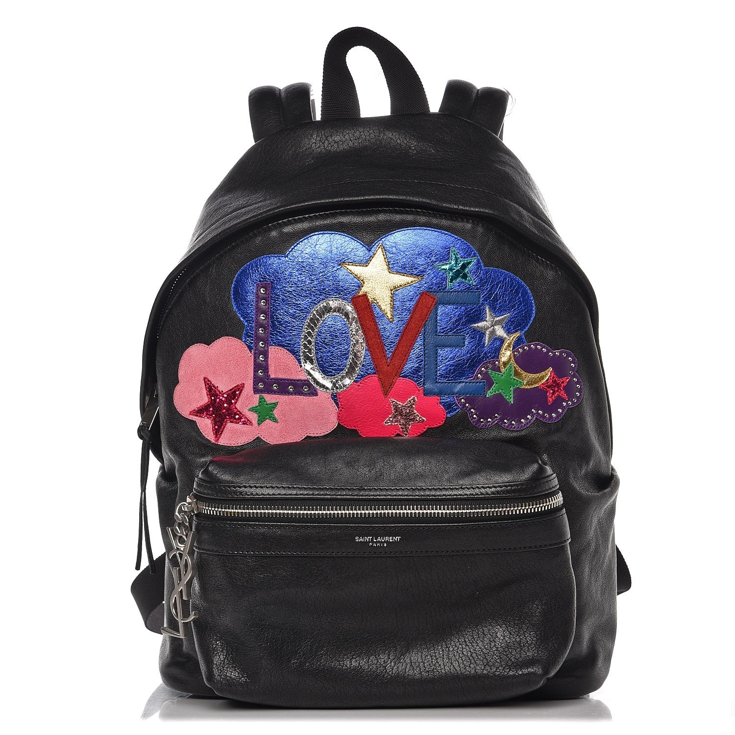 Saint Laurent Sheepskin Mini Love Appliqué City Backpack Black 1 of 8